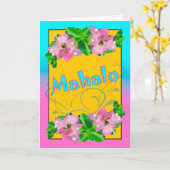 Mahalo Dank je in Hawaiian met Bougainvillea Kaart (Gele Bloem)