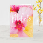 Mahalo Dank u Hawaïaans Roze Gele Hibiscus Kaart (Gele Bloem)