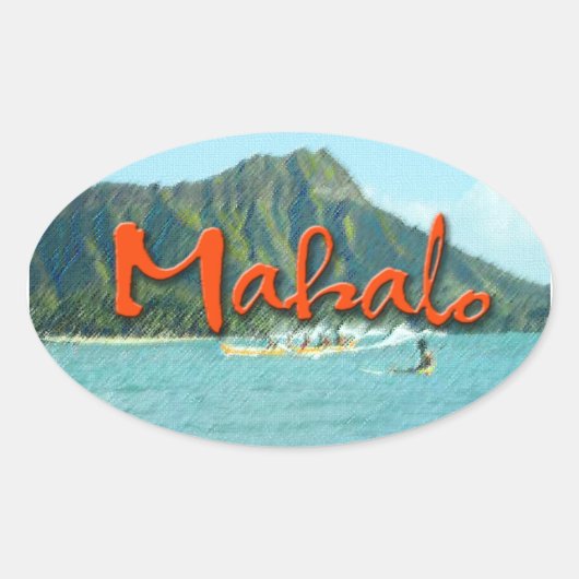 Mahalo Diamond Head Ovale Sticker (Voorkant)