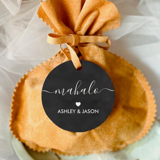 Mahalo Gift Label, bruiloft Dank je Label, Chalkbo Bedankjes Labels