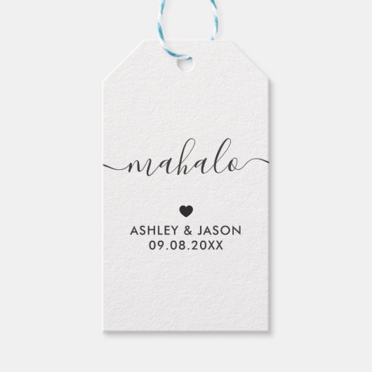 Mahalo Gift Label, bruiloft Dank je Labels, Kraft Cadeaulabel (Voorkant)