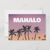 Mahalo Hawaii Sunset Palm Tree Gradient Postcard Bedankkaart (Voorkant)
