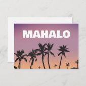 Mahalo Hawaii Sunset Palm Tree Gradient Postcard  Bedankkaart (Voorkant / Achterkant)