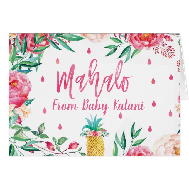 Mahalo Hawaiian Baby shower Dank je kaarten (Voorkant Horizontaal)