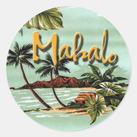 Mahalo Hawaiian Island Ronde Sticker (Voorkant)