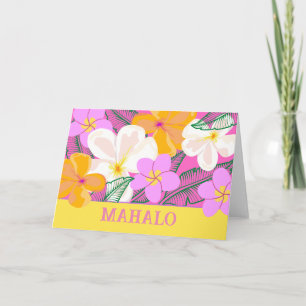 Mahalo Hawaiian Plumeria Tropical Flowers Card Kaart