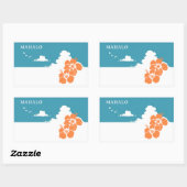 MAHALO Hibiscus Blue Sky Rectangle Rechthoekige Sticker (Vel)