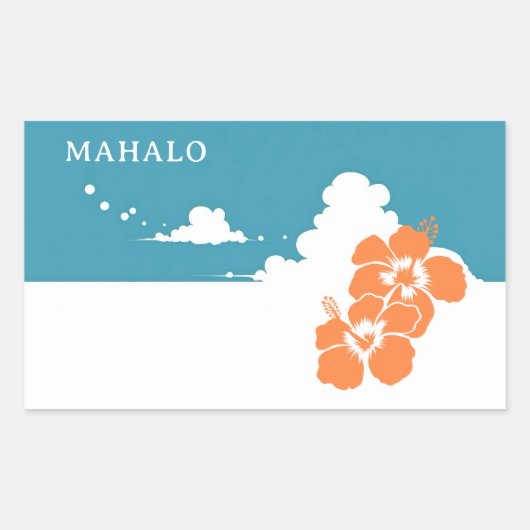 MAHALO Hibiscus Blue Sky Rectangle Rechthoekige Sticker (Voorkant)