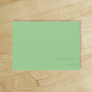 mahalo   minimale tropische lichtgroene bedankje  bedankkaart