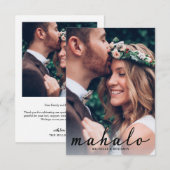 Mahalo Modern Elegant Wedding Bedankt voor je foto (Voorkant / Achterkant)