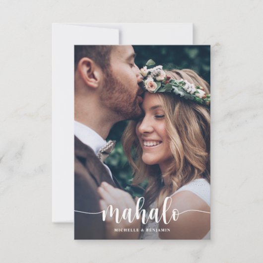 Mahalo Modern Elegant Wedding Bedankt voor je foto (Voorkant)