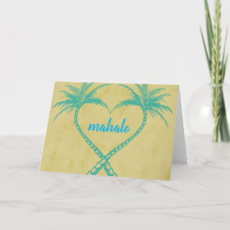 "Mahalo" Palm Trees Heart Hartelijk dank Bedankkaart