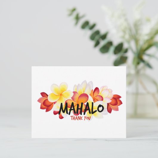 Mahalo Plumeria Briefkaart (Staand voorkant)