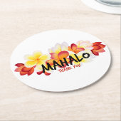Mahalo Plumeria Ronde Kartonnen Onderzetter (Gebogen)
