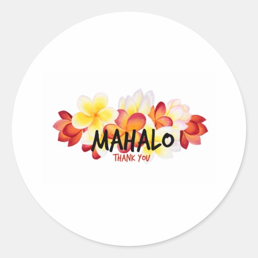 Mahalo Plumeria Ronde Sticker (Voorkant)