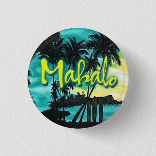 Mahalo Sunset Pin Ronde Button 3,2 Cm (Voorkant)