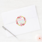Mahalo Tropisch Roze Bloemen Lei Dank u Ronde Sticker (Envelop)
