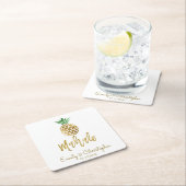 Mahalo Tropische Hawaïaanse Ananas Bruiloft Wit Kartonnen Onderzetters (Insitu)