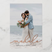 Mahalo | Weddenfoto-Folie Hartelijk dank Folie Uitnodiging (Voorkant)