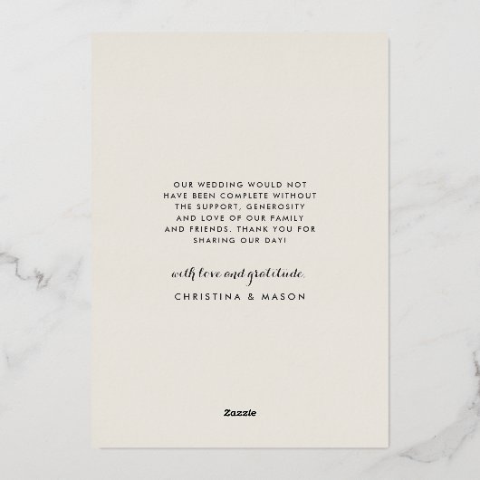 Mahalo | Weddenfoto-Folie Hartelijk dank Folie Uitnodiging (Achterkant)