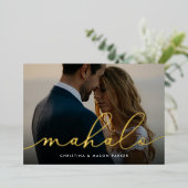 Mahalo | Weddenfoto-Folie Hartelijk dank Folie Uitnodiging (Staand Voorkant)