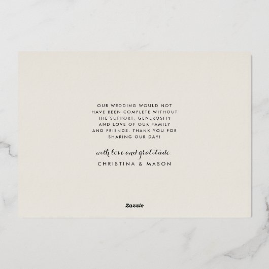 Mahalo | Weddenfoto-Folie Hartelijk dank Folie Uitnodiging (Achterkant)