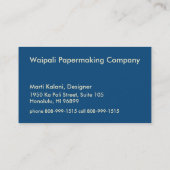 Mahapuu Beach Hawaiian Batik Natural and Blue Visitekaartje (Achterkant)