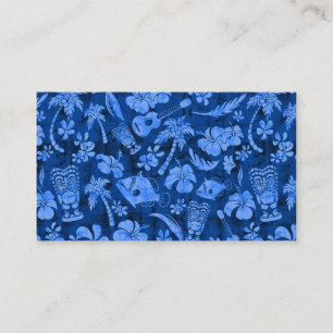 Mahapuu Beach Hawaiian Batik Tonal Blue Visitekaartje