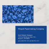 Mahapuu Beach Hawaiian Batik Tonal Blue Visitekaartje (Voorkant / Achterkant)