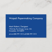 Mahapuu Beach Hawaiian Batik Tonal Blue Visitekaartje (Achterkant)