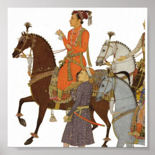 Maharaja op Horseback, Indian Mughal Illustration Poster