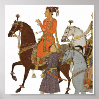 Maharaja op Horseback, Indian Mughal Illustration Poster