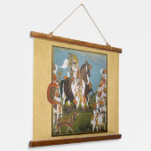 Maharana Bhim Singh en Retinue Hunting Tapestry Hangend Wandkleed (Gebogen)