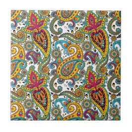 Maharani Queen Turquoise Oranje Red Paisley Tegeltje