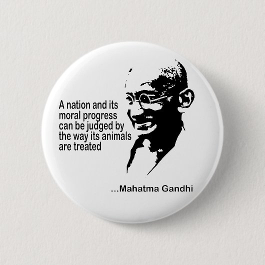 Mahatma Gandhi Animal Rights Ronde Button 5,7 Cm (Voorkant)