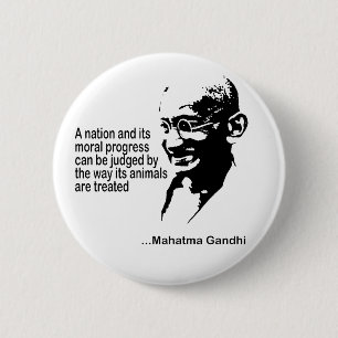 Mahatma Gandhi Animal Rights Ronde Button 5,7 Cm