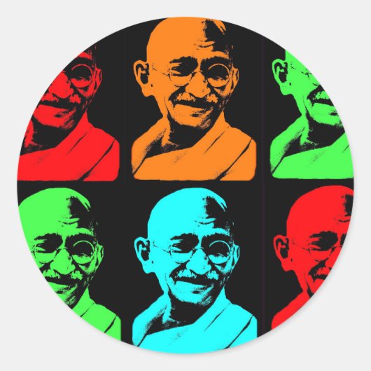 Mahatma Gandhi Collage Ronde Sticker (Voorkant)