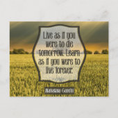 Mahatma Gandhi Inspirerend Quote "Live" Briefkaart (Voorkant)