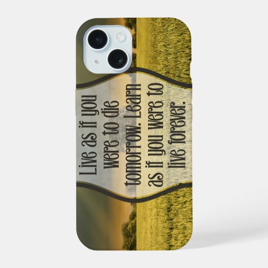 Mahatma Gandhi Inspirerend Quote "Live" iPhone 15 Case (Achterkant)