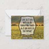 Mahatma Gandhi Inspirerend Quote "Live" Notitiekaartje (Voorkant)