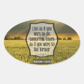 Mahatma Gandhi Inspirerend Quote "Live" Ovale Sticker (Voorkant)