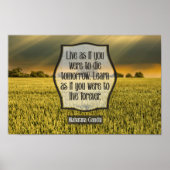 Mahatma Gandhi Inspirerend Quote "Live" Poster (Voorkant)