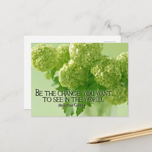 Mahatma Gandhi Inspirerend Quote "Wees de verander Briefkaart (Voorkant / Achterkant in situ)