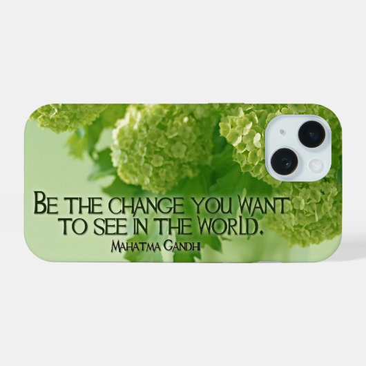 Mahatma Gandhi Inspirerend Quote "Wees de verander iPhone 15 Case (Achterkant horizontaal)