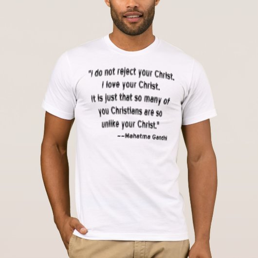 Mahatma Gandhi over christenen T-shirt (Voorkant)
