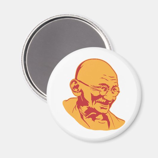 Mahatma Gandhi Portretmagneet Magneet (Voorkant / Achterkant)