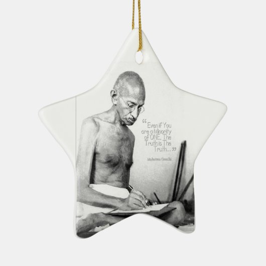 Mahatma Gandhi Quote, Minority of One, Truth Keramisch Ornament (Rechts)