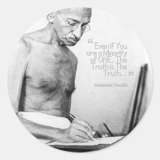 Mahatma Gandhi Quote, Minority of One, Truth Ronde Sticker (Voorkant)