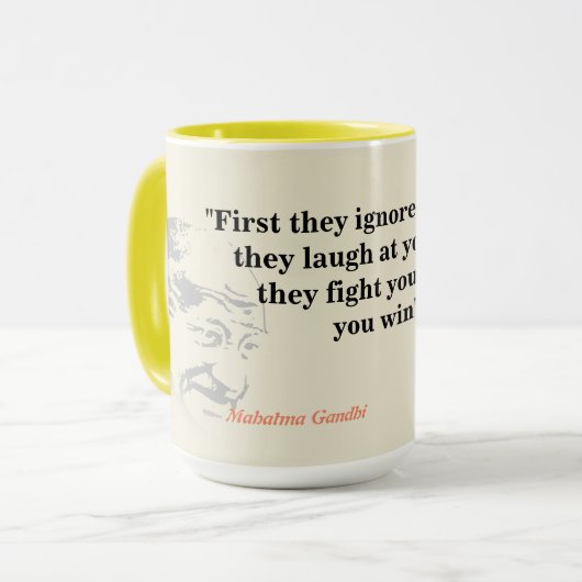 Mahatma Gandhi Quote over het winnen Mok (Voorkant links)