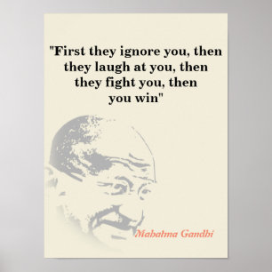 Mahatma Gandhi Quote over het winnen Poster